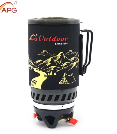 APG Portable 1400ml Cooking System Outdoor Hiking Camping Stove Heat Exchanger Pot Propane Gas Burners 1