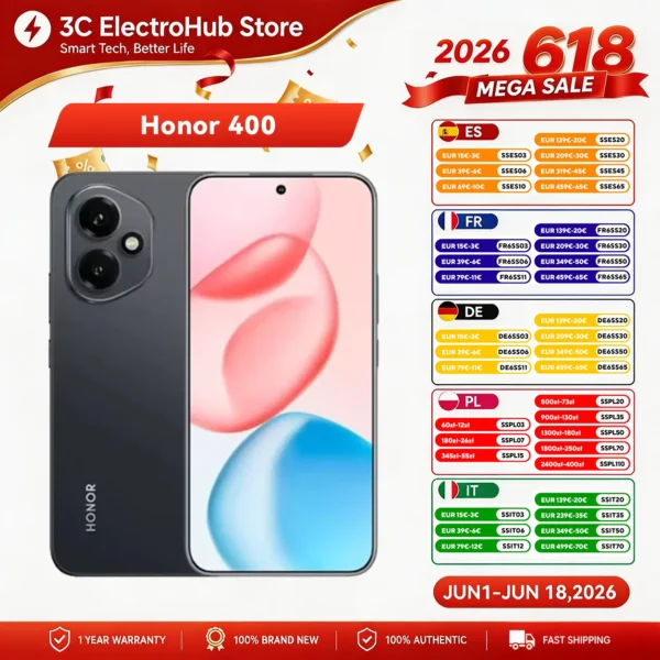 Honor 400 – Snapdragon 7 Gen 3, AMOLED 120Hz, 6000 mah,200MP + 50 MP AI Super Camera, 6.55 inches Smartphone