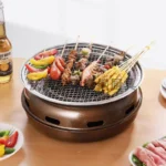 Korean-Style Round BBQ Grill – Portable Charcoal Grill for Outdoor, Backyard, Camping & Picnic – Compact Tabletop Smoker for Aut