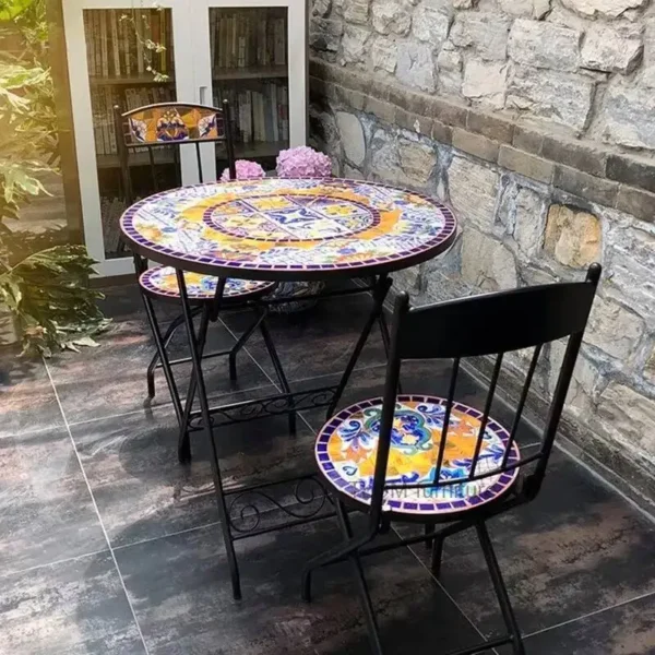 Iron Art Patio Furniture Outdoor Set Home Foldable Garden Furniture Sets Light Luxury Portable European Outdoor Table and Chairs