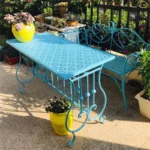 Nordic wrought iron bench Park courtyard Outdoor garden Coffee shop Table and chair combination Open-air balcony Leisure back ch