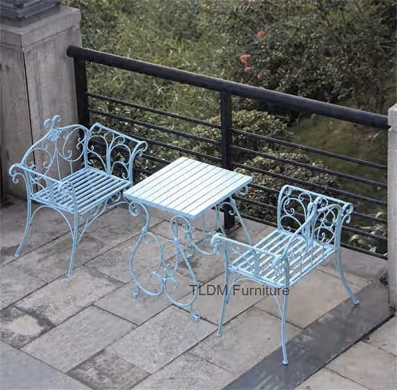 Outdoor Patio Terrace Table and Chair Combinatio Simple Wrought Iron European Garden Furniture n Balcony Leisure Table and Chair Outdoor Patio Terrace Table and Chair Combinatio Simple Wrought Iron European Garden Furniture n Balcony Leisure Table and Chair