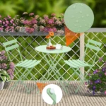 Outdoor Furniture Patio Set Bistro Table Set 3piece Steel Table And Chairs Folding Bistro Set For Lawn Balcony Backyard Yard