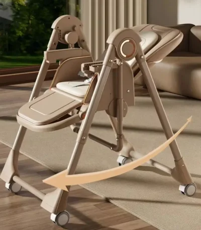 2-in-1 Baby High Chair Baby Feeding Chair Swing Mode Adjustable Double Tray Sturdy Foldable Baby High Chair Baby Feeding Chair 1