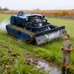Customized All-Terrain Tracked Tank Flail Lawn Mower 900mm Cutting Width Wireless Remote Control for Large Lawn Garden