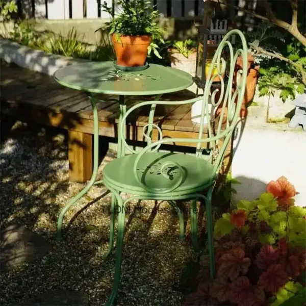 French Wrought Iron Garden Furniture Sets Home Outdoor Furniture Set Minimalist Pastoral Style Balcony Terrace Patio Furniture