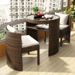 Balcony courtyard leisure table and chair combination rattan chair three piece set tea imitation rattan chair tea table