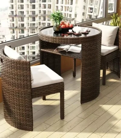 Balcony courtyard leisure table and chair combination rattan chair three piece set tea imitation rattan chair tea table 1