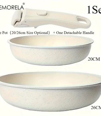 1 Set Of Non-Stick Cookware Set With Removable Handles 20/26 Cm Size Optional For Induction Cooktop Dishwasher And Oven Safe 1
