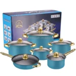 12-Piece Anti-Rust Stainless Steel Cookware Set Non-Stick Kitchenware Including Fry Pan and Cooking Pot for Kitchen Use