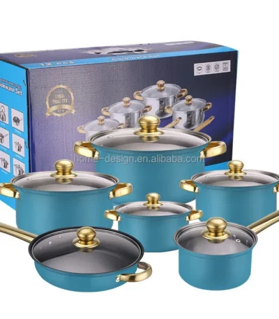 12-Piece Anti-Rust Stainless Steel Cookware Set Non-Stick Kitchenware Including Fry Pan and Cooking Pot for Kitchen Use 1