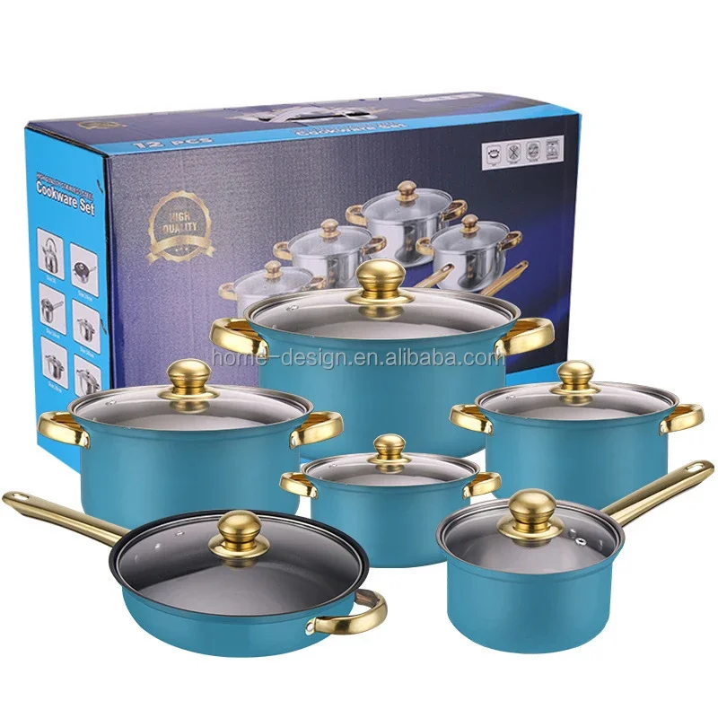12-Piece Anti-Rust Stainless Steel Cookware Set Non-Stick Kitchenware Including Fry Pan and Cooking Pot for Kitchen Use 12-Piece Anti-Rust Stainless Steel Cookware Set Non-Stick Kitchenware Including Fry Pan and Cooking Pot for Kitchen Use