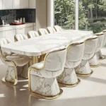 #Modern Simple Luxury Kitchen Dining Table And Chairs Marble Top 6 8 Seaters Sintered Stone Dinning Table Set