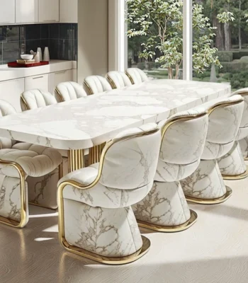 #Modern Simple Luxury Kitchen Dining Table And Chairs Marble Top 6 8 Seaters Sintered Stone Dinning Table Set 1