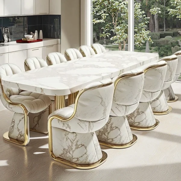 #Modern Simple Luxury Kitchen Dining Table And Chairs Marble Top 6 8 Seaters Sintered Stone Dinning Table Set