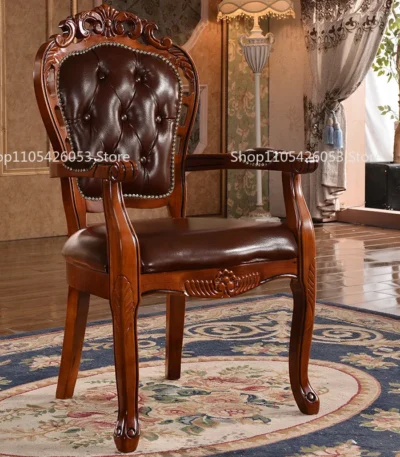 European Style Dining Chair American Style, Chair, Home, Backrest, Solid Wood, Retro, Armrest, Hotel, Restaurant 1
