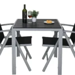 3Pcs Patio Dining Set, Outdoor Table and Chair Set Garden Backyard Poolside Deck with 2 Textilene Chairs,Adjustable Folding Back