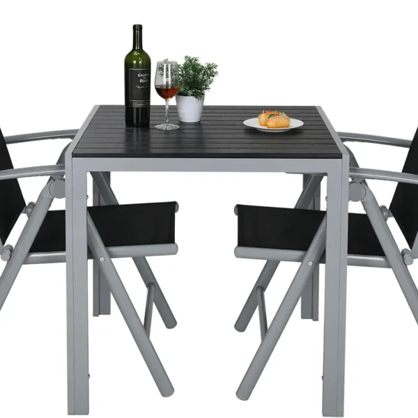3Pcs Patio Dining Set, Outdoor Table and Chair Set Garden Backyard Poolside Deck with 2 Textilene Chairs,Adjustable Folding Back