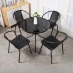 Outdoor Leisure Rainproof And Sunscreen Outdoor Furniture Set Glass Table Top And Rattan Chair Combination