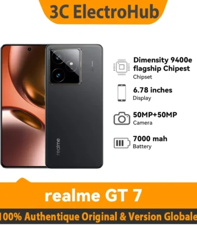 Realme GT 7 , Dimensity 9400e Flagship 5G, 6.78 Inch, 120Hz Cooler, 120W Fast Charge, 7000mAh , 50MP 2X, IP69 1