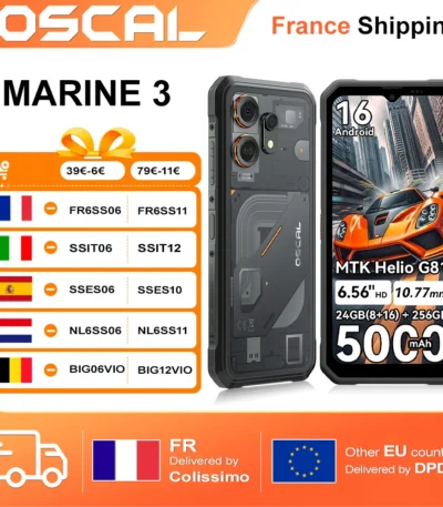 Blackview OSCAL MARINE 3 Android16 24GB(8+16)+256GB Rugged Smartphone 6.56"HD 5000mAh 10.77mm slim frame MTK Helio G81 Octa-core 1