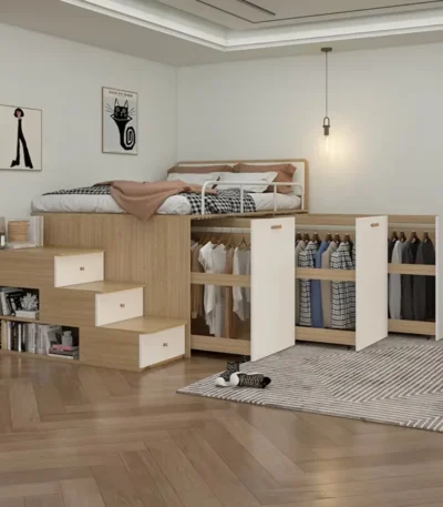 Custom Thick Pine Extendable Storage Bed Frame MDF Construction Space-Saving Durable Easy Assembly Comfortable Bedroom Furniture 1