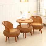 Bamboo Rattan Chairs Courtyard Garden Furniture Sets Leisure Balcony Table Chair Three-piece Sets Outdoor Furniture