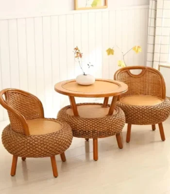 Bamboo Rattan Chairs Courtyard Garden Furniture Sets Leisure Balcony Table Chair Three-piece Sets Outdoor Furniture 1