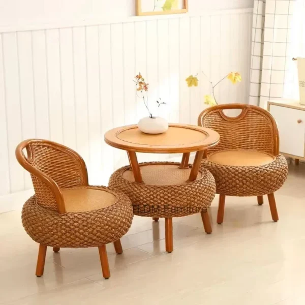 Bamboo Rattan Chairs Courtyard Garden Furniture Sets Leisure Balcony Table Chair Three-piece Sets Outdoor Furniture