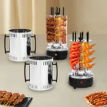 1000W Vertical Electric Grill Stainless Steel Auto Rotisserie 6 Skewers Smoke-Free for Home BBQ
