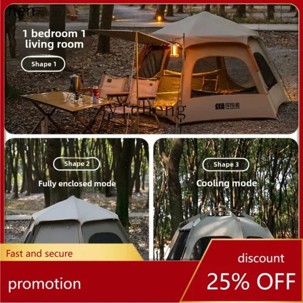 HXL automatic quick-opening hexagonal tent outdoor portable folding camping equipment full set