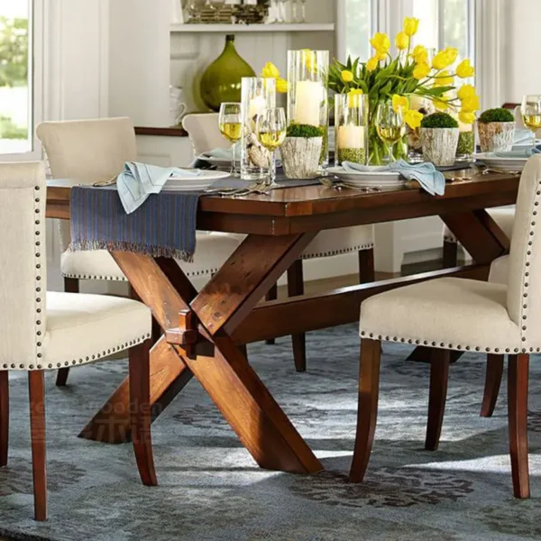 Solid wood dining table and chair combination 8 person rectangular log Nordic homestay furniture vintage American home coffee lo