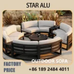 360° Round Outdoor Sofa Set | Deep Grey Aluminum Patio Furniture | Waterproof Garden Balcony Furniture