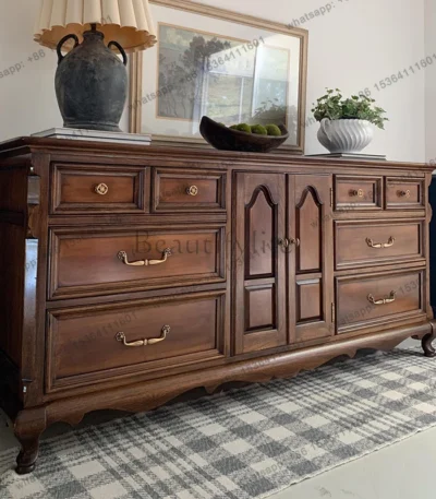 American solid wood dining side cupboard living room porch cabinet French old dining room storage cabinet bedroom 1