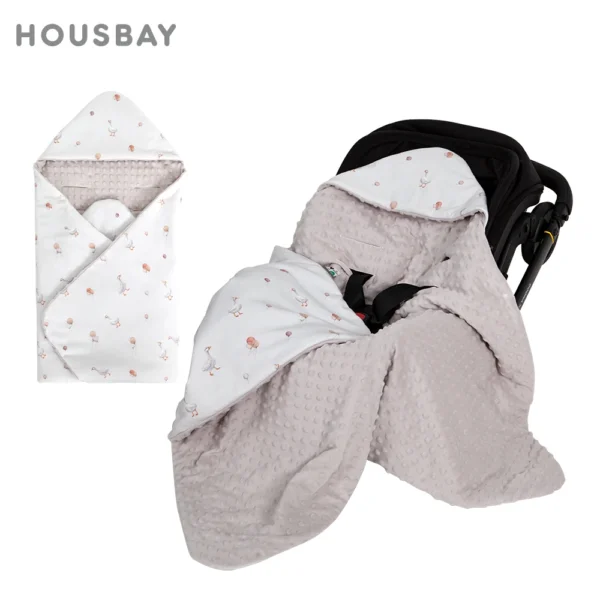Infant Car Seat Blanket With Windproof Hooded 90*90Cm Double Sides Usable Autumn Winter Warm For Boys Girls Baby Blanket