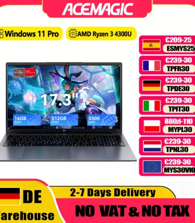ACEMAGIC AX17Pro Laptop Computer AMD Ryzen 3 4300U Windows Laptop 17.3-in IPS 16GB DDR4 512GB NVMe SSD Numeric Keyboard 1