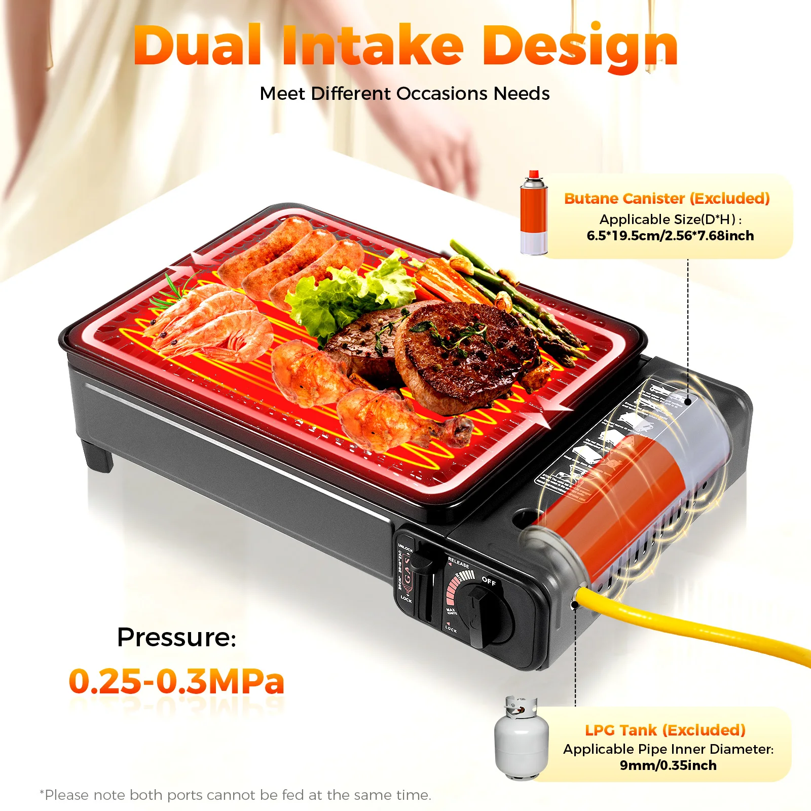 Portable Butane Gas Grill Stove,Dual Intake Camping Gas Stove Adjustable Firepower w/Grill Net&Carrying Case for Trekking Travel Portable Butane Gas Grill Stove,Dual Intake Camping Gas Stove Adjustable Firepower w/Grill Net&Carrying Case for Trekking Travel