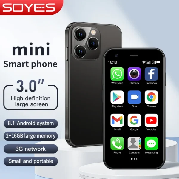 ONEMYTH SOYES XS15 Mini Smartphone Android 8.1 WCDMA 3G 2GB RAM 16GB ROM Bluetooth WIFI Dual Sim Card Samall Mobile Phone