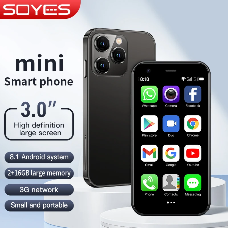 ONEMYTH SOYES XS15 Mini Smartphone Android 8.1 WCDMA 3G 2GB RAM 16GB ROM Bluetooth WIFI Dual Sim Card Samall Mobile Phone ONEMYTH SOYES XS15 Mini Smartphone Android 8.1 WCDMA 3G 2GB RAM 16GB ROM Bluetooth WIFI Dual Sim Card Samall Mobile Phone