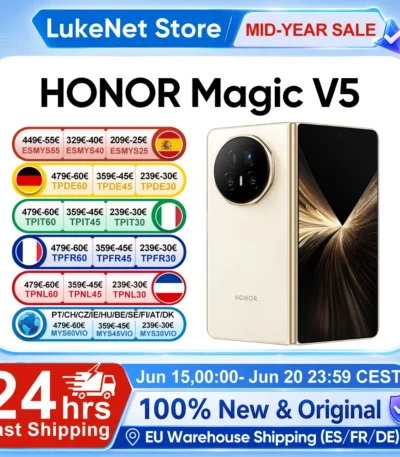 HONOR Magic V5 Global Version Original 5G Smartphone Dual HDR OLED Display Snapdragon 8 Elite 5820mAh 7.95" 66W SuperCharge 1