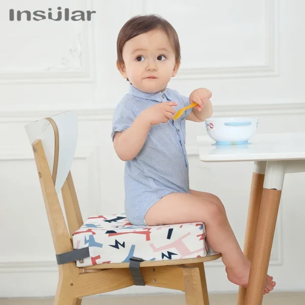 INSULAR Kids Booster Seat Cushion, Adjustable Removable Baby Dining High Chair Pad, Toddler Safety Heightening Seat