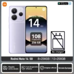 Xiaomi Redmi Note 14 5G European Version 8+256GB  Dimensity 7025-Ultra AMOLED Display 6.67″ 120Hz 108MP Main Camera OIS 45W Charging, IP64, NFC