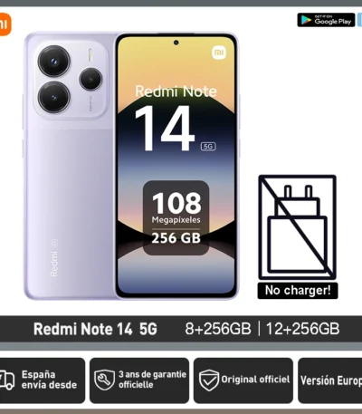 Xiaomi Redmi Note 14 5G European Version 8+256GB  Dimensity 7025-Ultra AMOLED Display 6.67" 120Hz 108MP Main Camera OIS 45W Charging, IP64, NFC 1