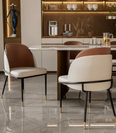 Dining Chairs Set of 2, Faux Leather Dining Chairs Upholstered Padded Modern Dining Room Chairs Back Wood Kitchen Make Up Chairs 1