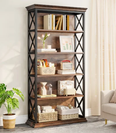 Tribesigns 6-Tier Bookcase, 71 Inches Industrial Bookshelves and Bookcases, Floor Standing 5 Shelf Display Storage Shelves 1