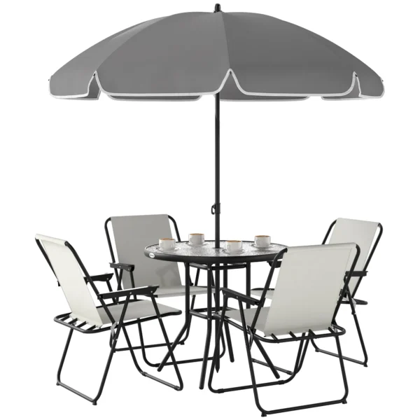 Outsunny 6-Piece Garden Table and Chairs Set with Table and Parasol Chairs