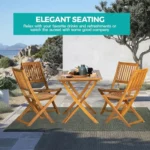 ad 5PCS Acacia Wood Outdoor Dining Set Folding Table with 4 Chairs Patio Garden Furniture Set for Patio, Deck, Yard
