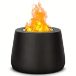Portable Tabletop Metal Stove, Cylinder Fire Pit – Cast Iron/Ceramic Indoor/Outdoor Fireplace, Low Smoke Burning System
