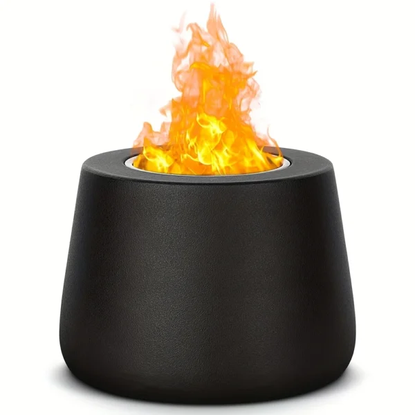 Portable Tabletop Metal Stove, Cylinder Fire Pit – Cast Iron/Ceramic Indoor/Outdoor Fireplace, Low Smoke Burning System