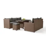 Patio Modern Wicker All Weather Aluminum Rattan Outdoor Corner L-Shaped Dining Garden Sofa Set
